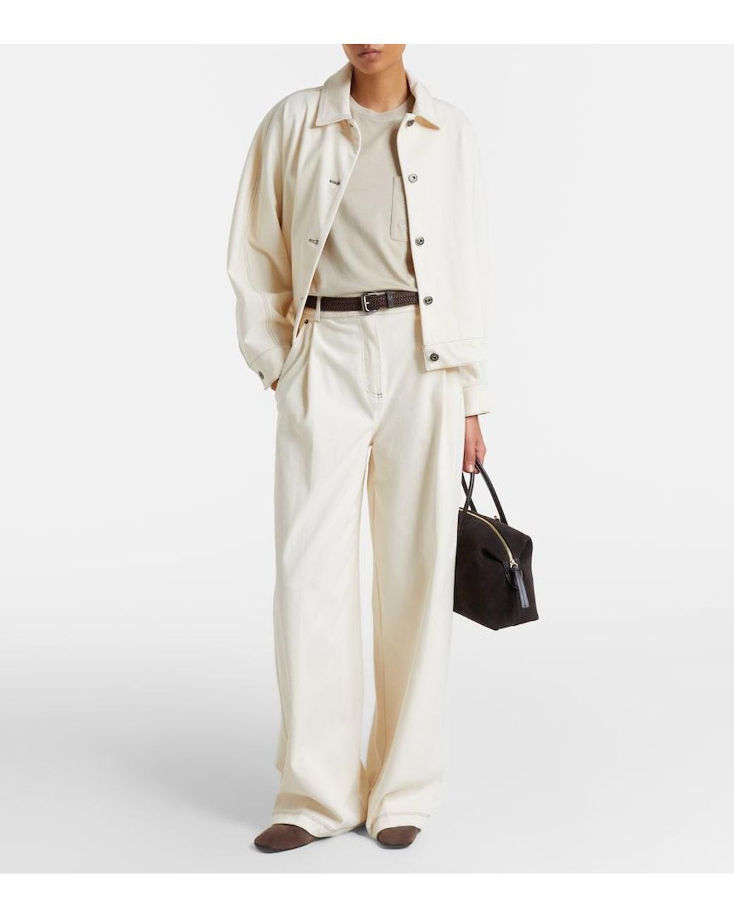Max Mara Natural Monogram Cotton Jersey T-Shirt