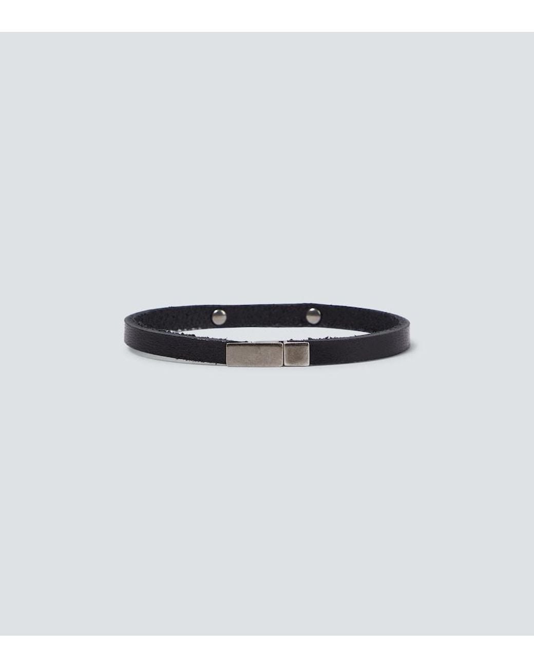 Saint Laurent White Leather Bracelet for men