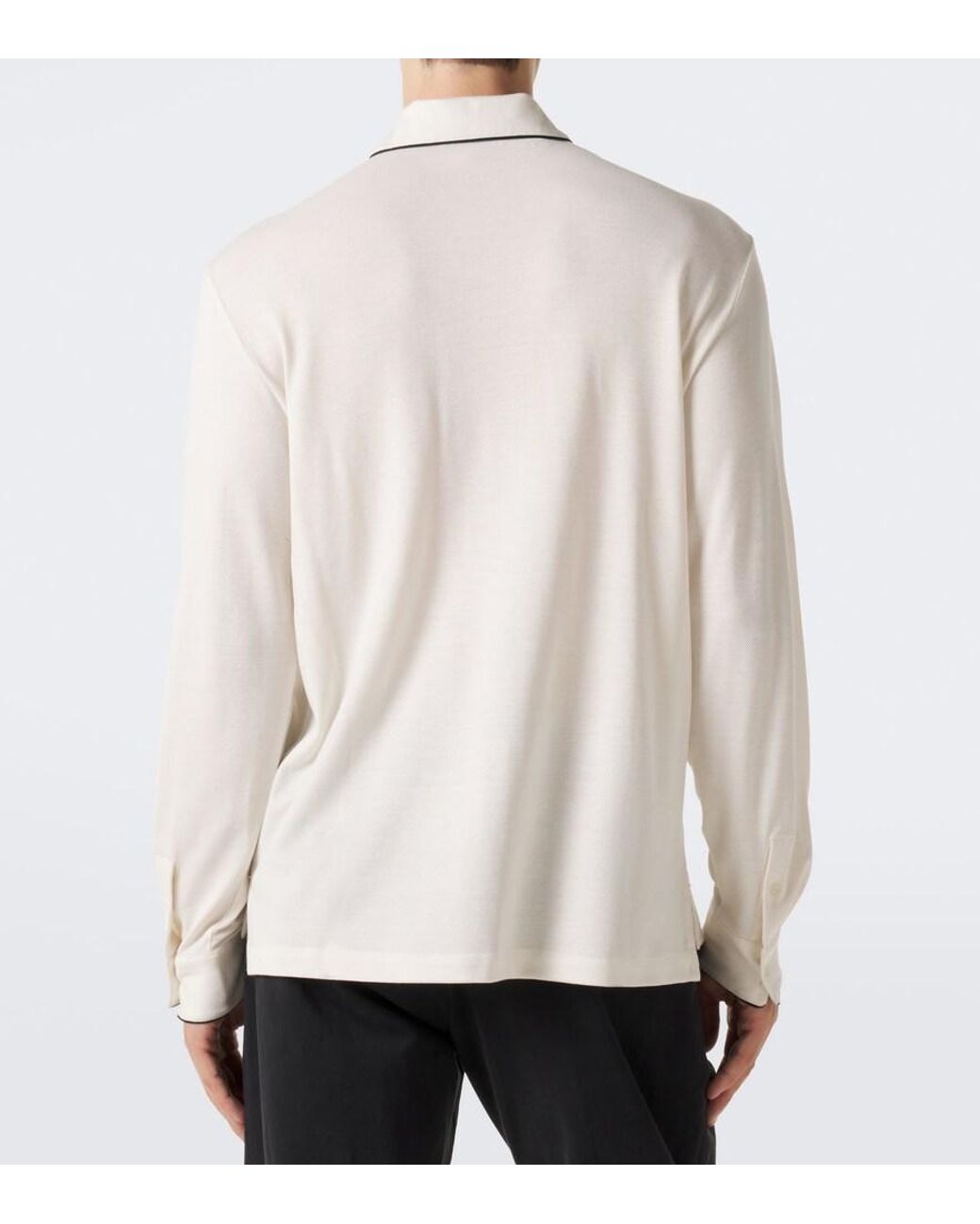 Tom Ford White Silk And Cotton Pique Polo Shirt for men