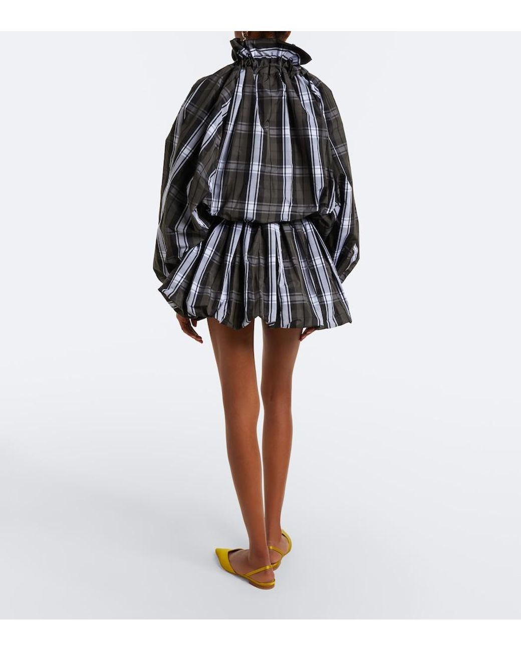 Patou Black Checked Balloon Miniskirt