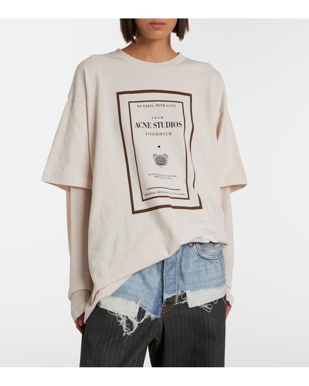 Acne Natural Layered Logo Cotton Jersey T-Shirt