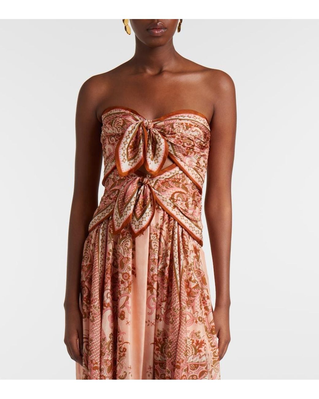 Zimmermann Brown Aster Floral Silk Midi Dress
