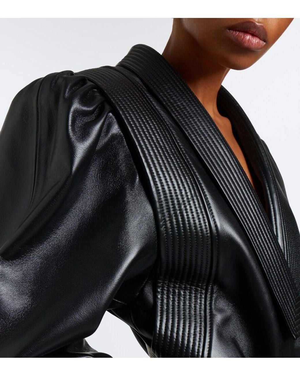Valentino Garavani Black Belted Leather Jacket