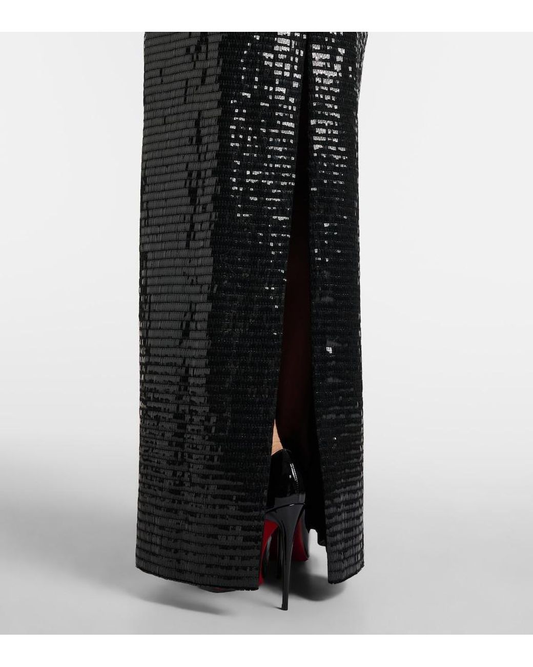 Roberto Cavalli Black Sequined Halterneck Silk Gown