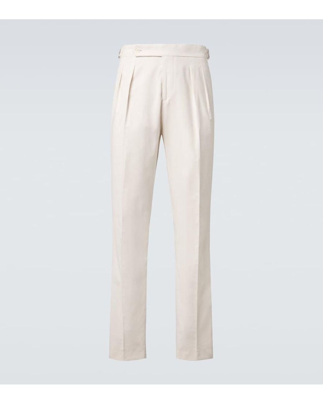 Brunello Cucinelli White Cotton Corduroy Slim Pants for men