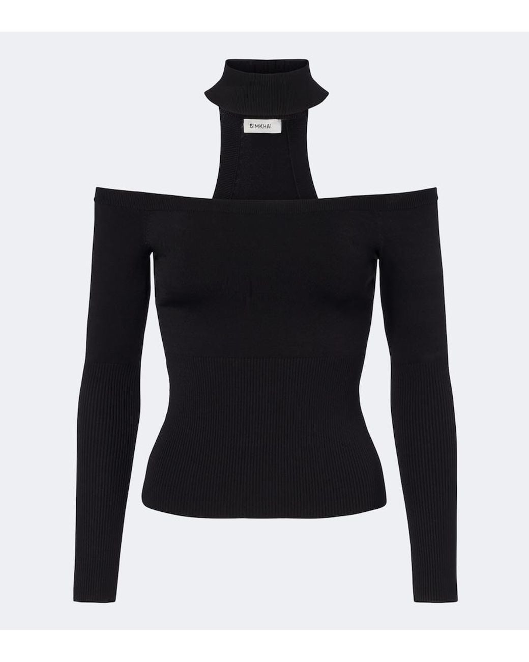 Jonathan Simkhai Black Lila Off-Shoulder Ribbed-Knit Top