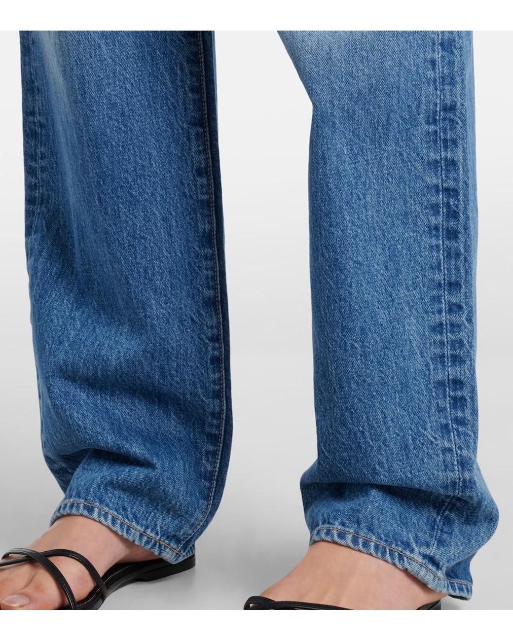 SLVRLAKE Denim Blue Ellie Low-Rise Wide-Leg Jeans