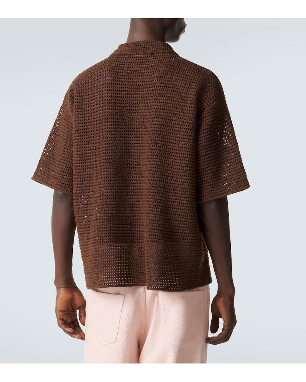 Polo De Algodon Y Seda Auralee de hombre de color Brown