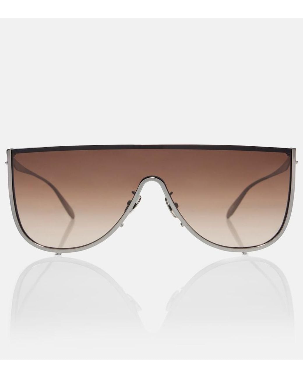 Alaïa Brown Lettering Logo Flat-Top Sunglasses