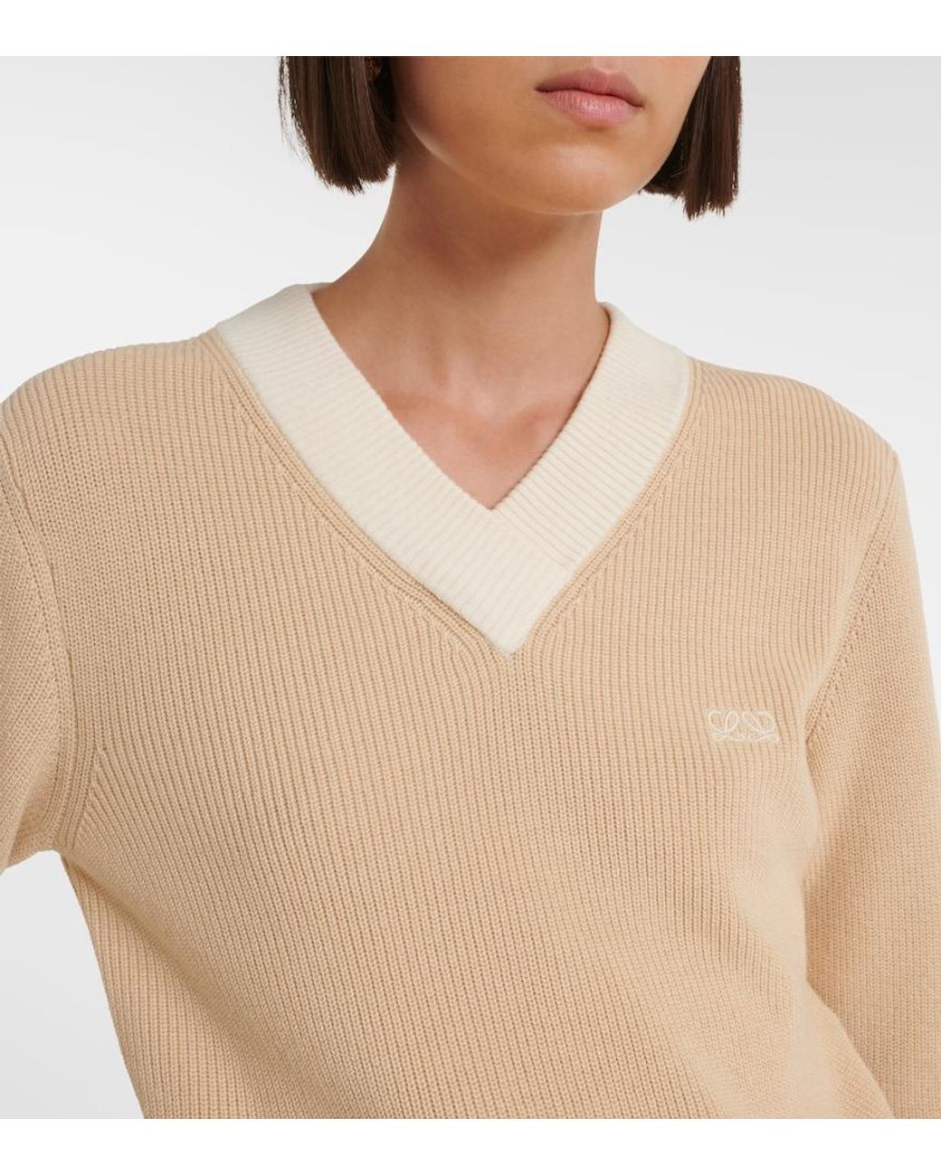 Loewe Natural Double L Cotton And Wool Sweater