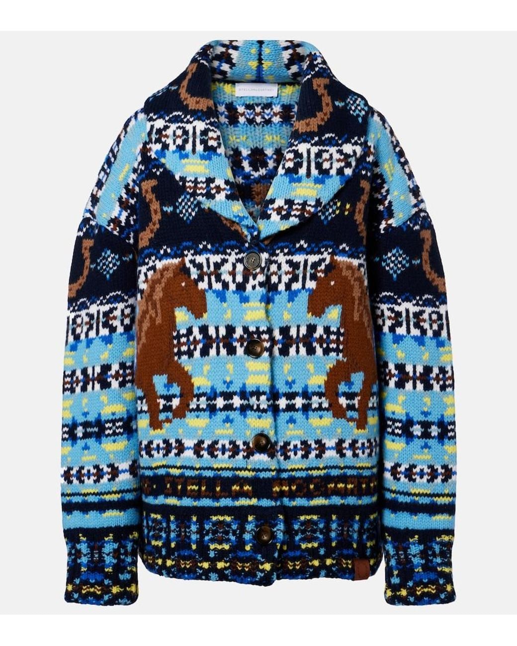 Stella McCartney Blue Fair Isle Virgin Wool Cardigan