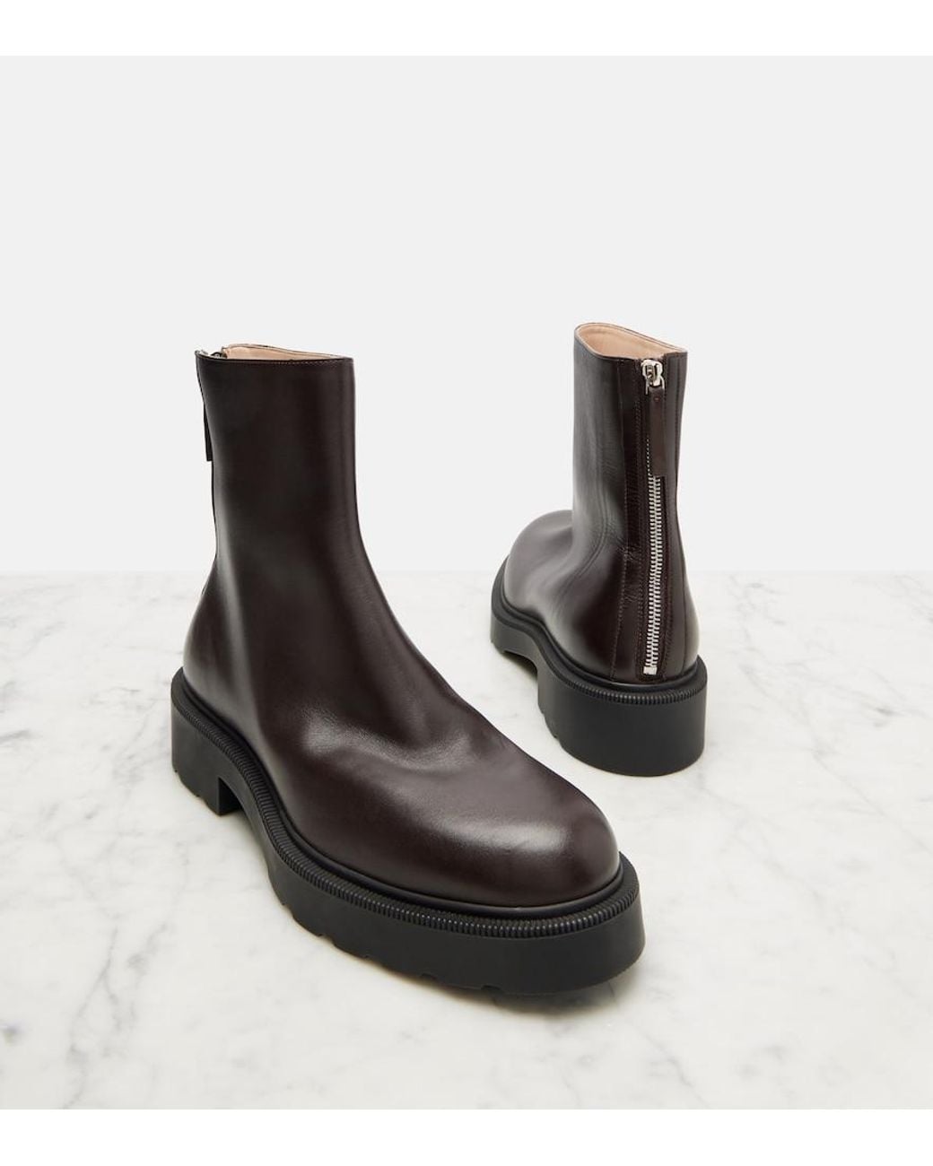 The Row Black Nobilis Fast Leather Ankle Boots