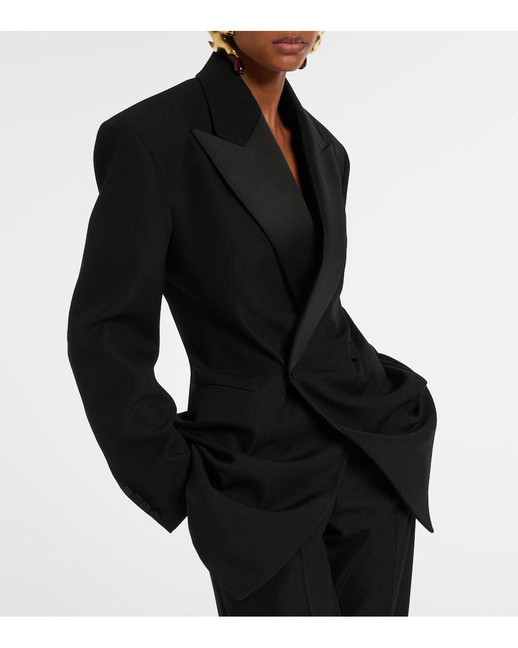 Saint Laurent Black Wool-Blend Blazer