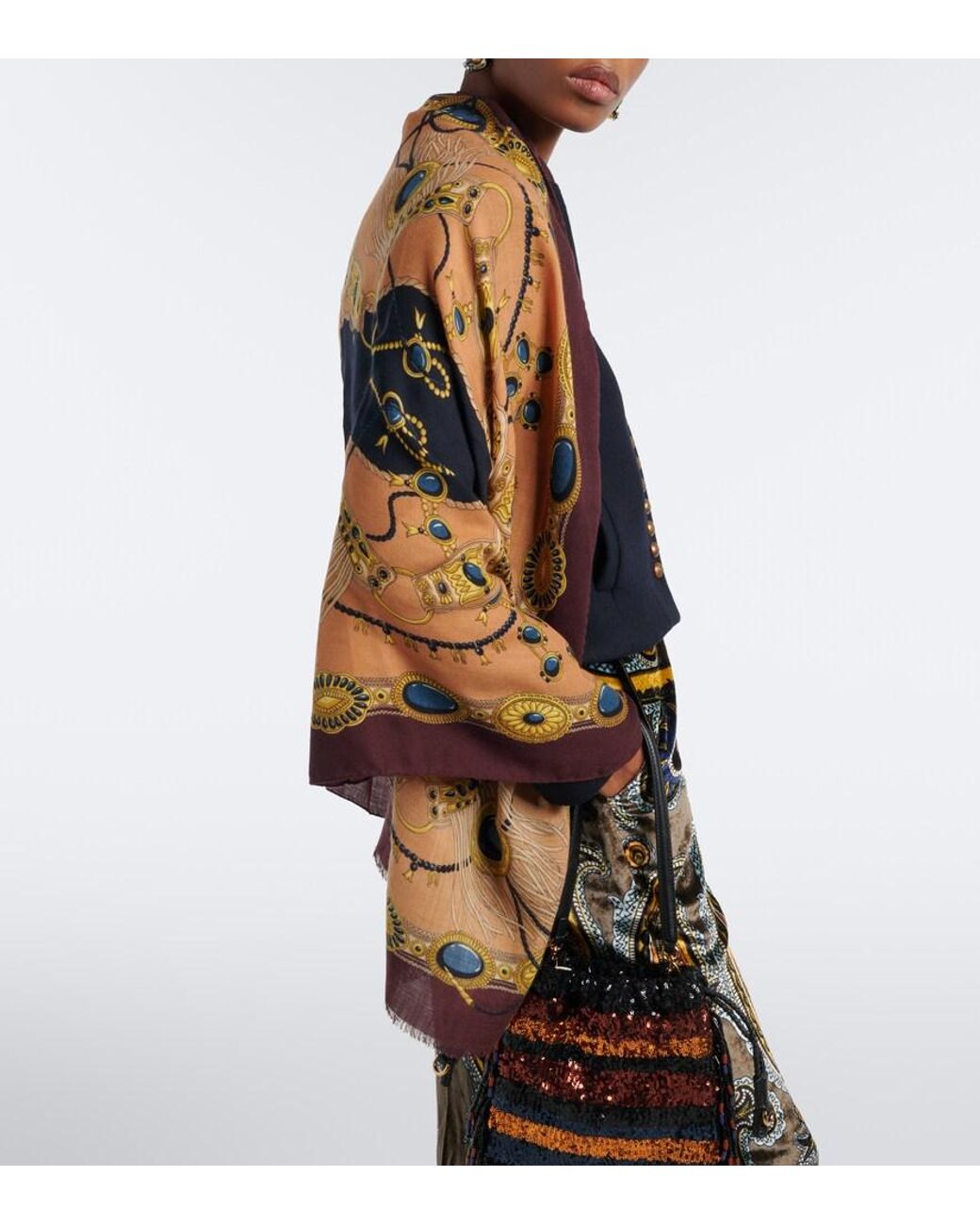Etro Multicolor Jacquard Wool Scarf