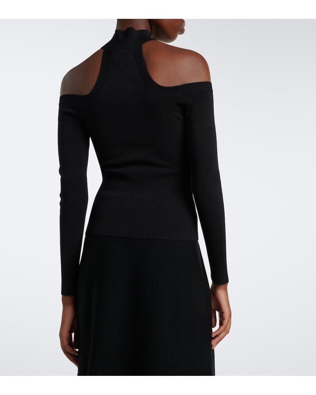 Jonathan Simkhai Black Lila Off-Shoulder Ribbed-Knit Top