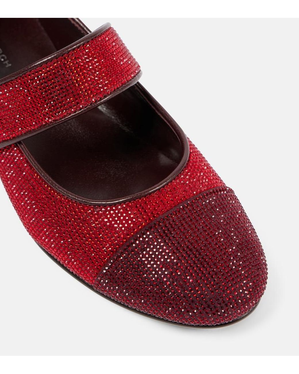 Tory Burch Red Embellished Leather Mary Jane Pumps