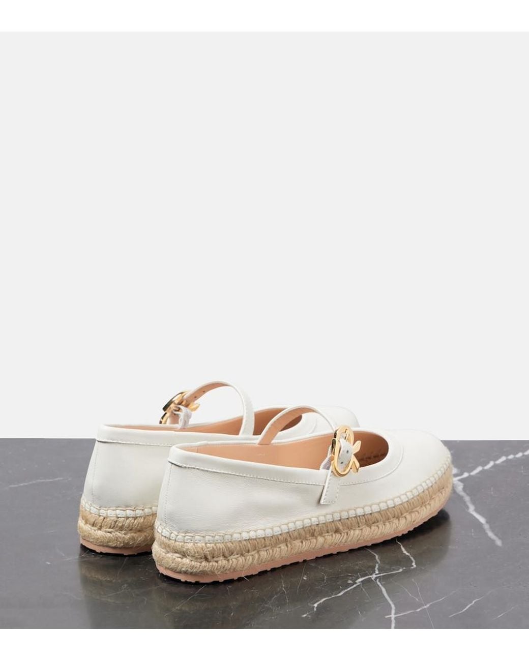 Gianvito Rossi White Espadrilles Elda Aus Leder