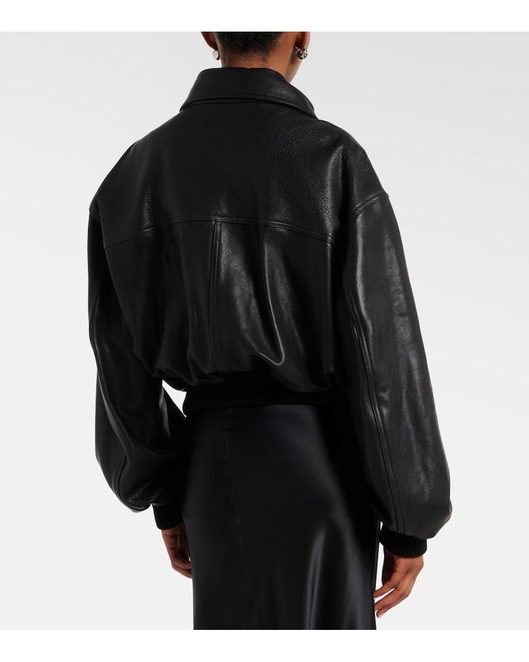 Nour Hammour Black Briar Leather Bomber Jacket