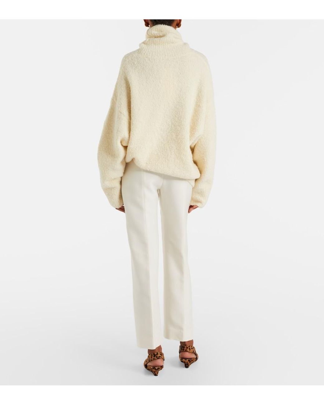 Totême White Wool And Silk Slim Pants