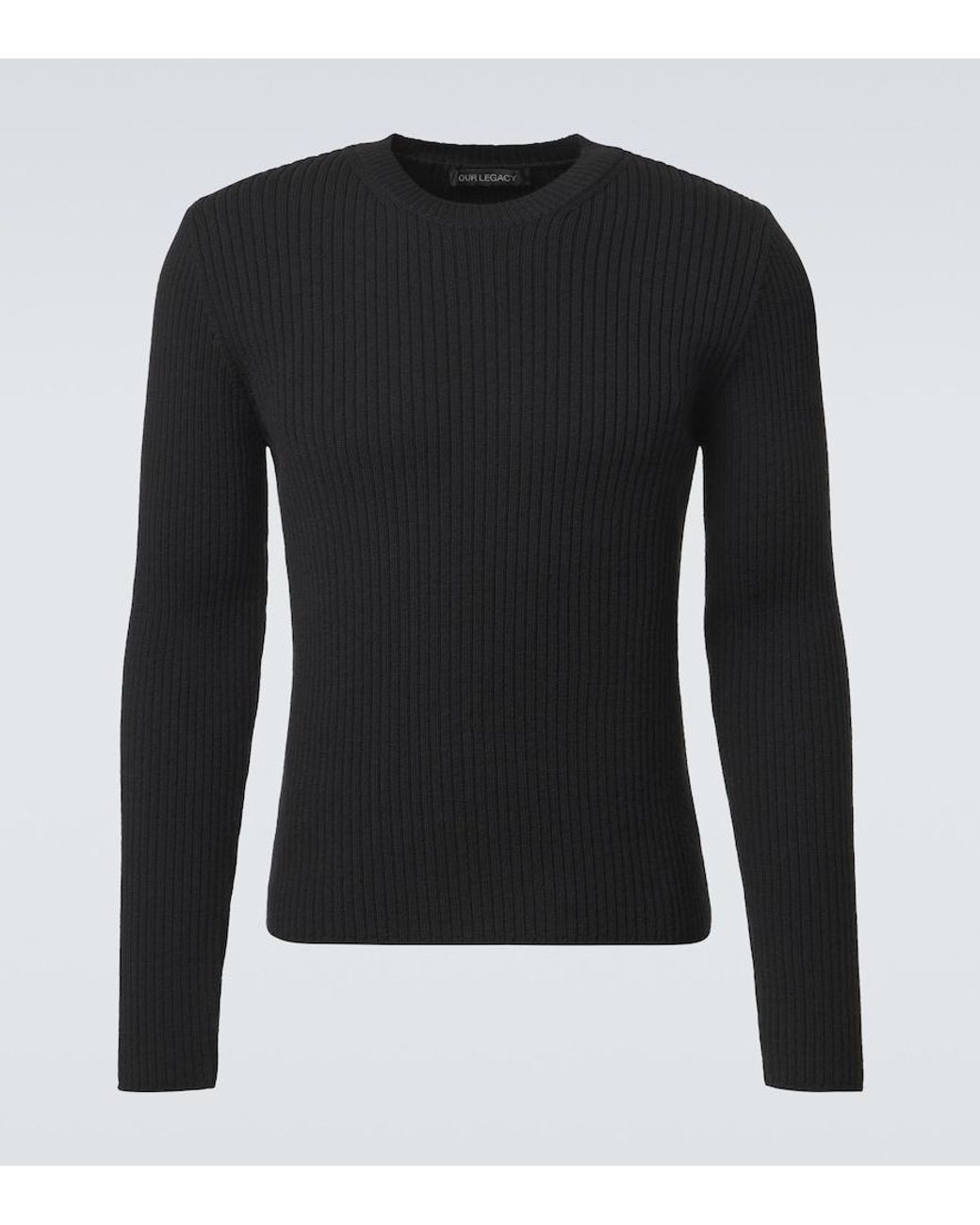 Our Legacy Black Compact Ribbed-Knit Wool Sweater for men