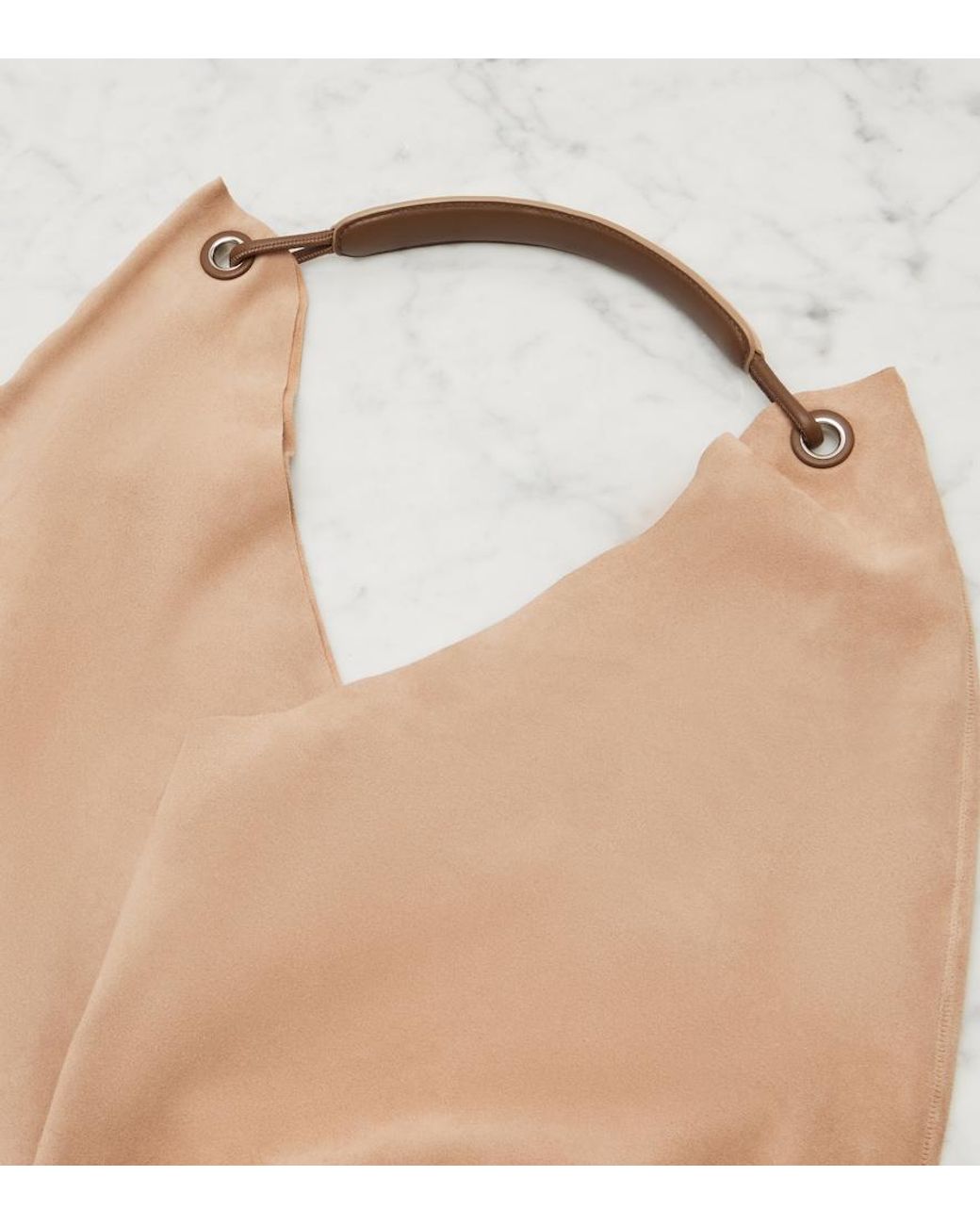 The Row Natural Schultertasche Bindle Three Aus Veloursleder