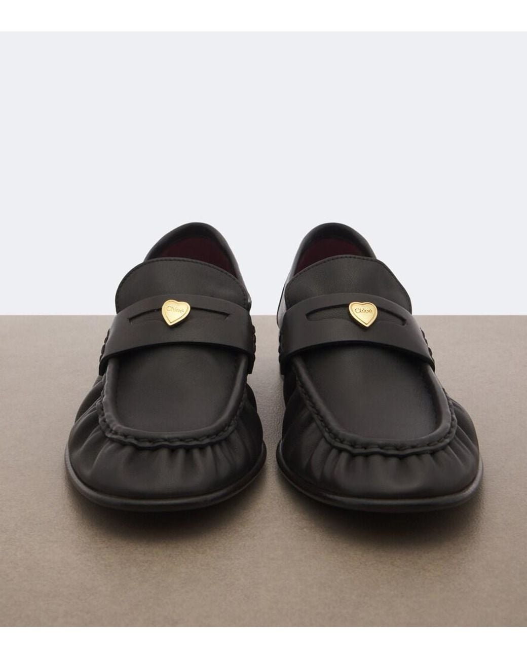 Chloé Black Letti Leather Penny Loafers