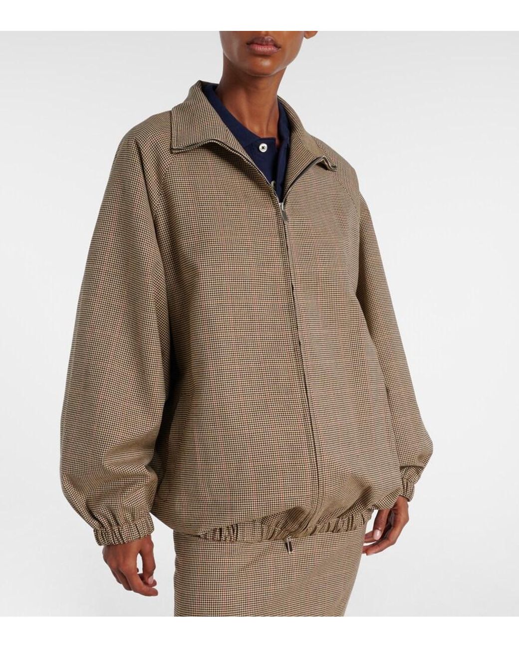 Frankie Shop Brown Baxter Houndstooth Blouson Jacket