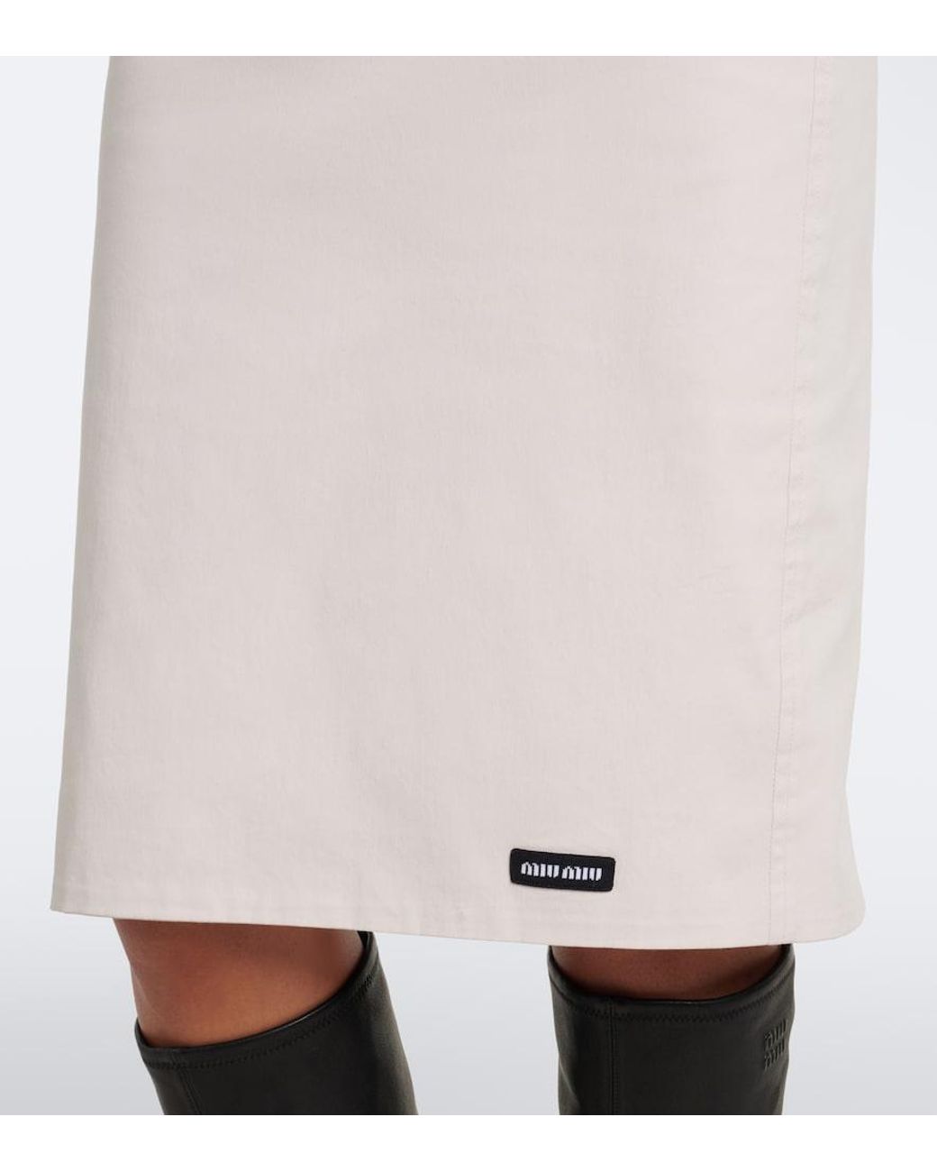 Miu Miu White Cotton-Blend Poplin Pencil Skirt