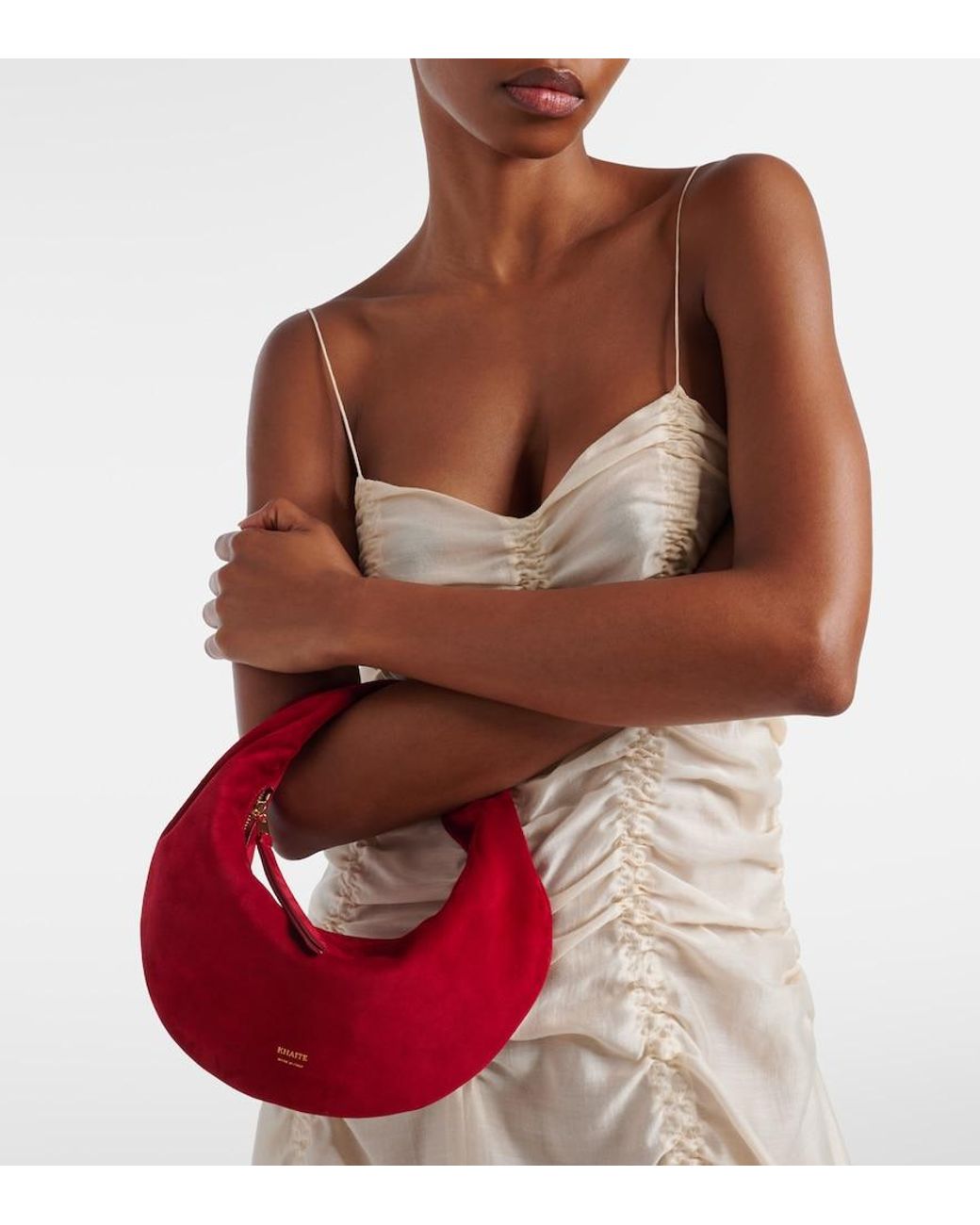 Khaite Red Olivia Mini Suede Top-Handle Bag