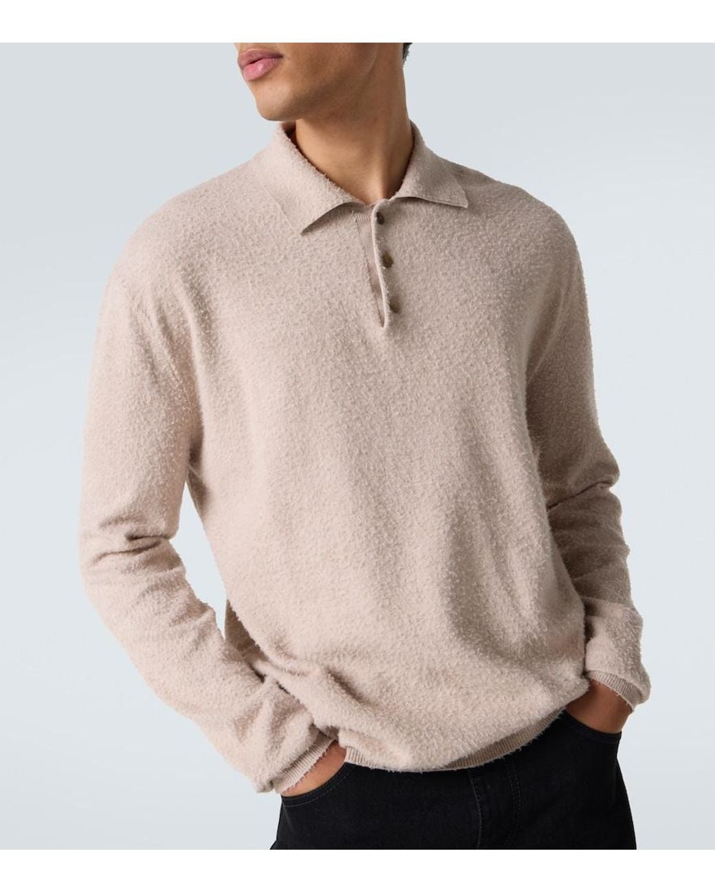The Row Natural Almot Cotton Polo Sweater for men