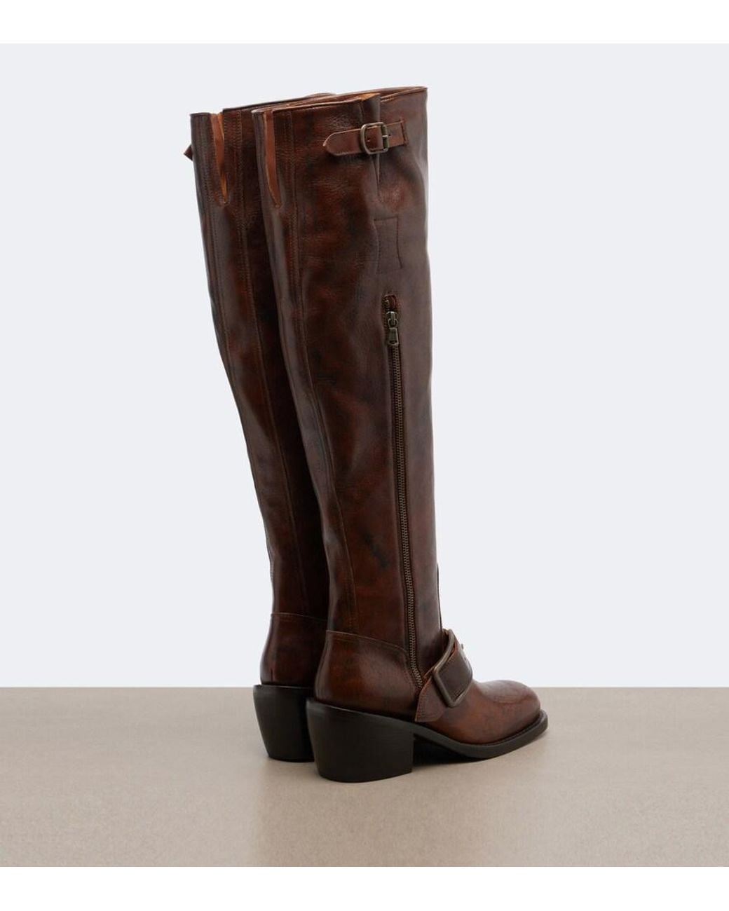 Dries Van Noten Brown Leather Over-The-Knee Boots