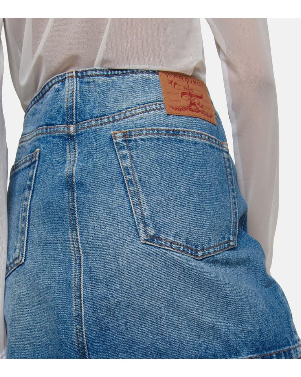 Y. Project Blue Cut-out Denim Miniskirt