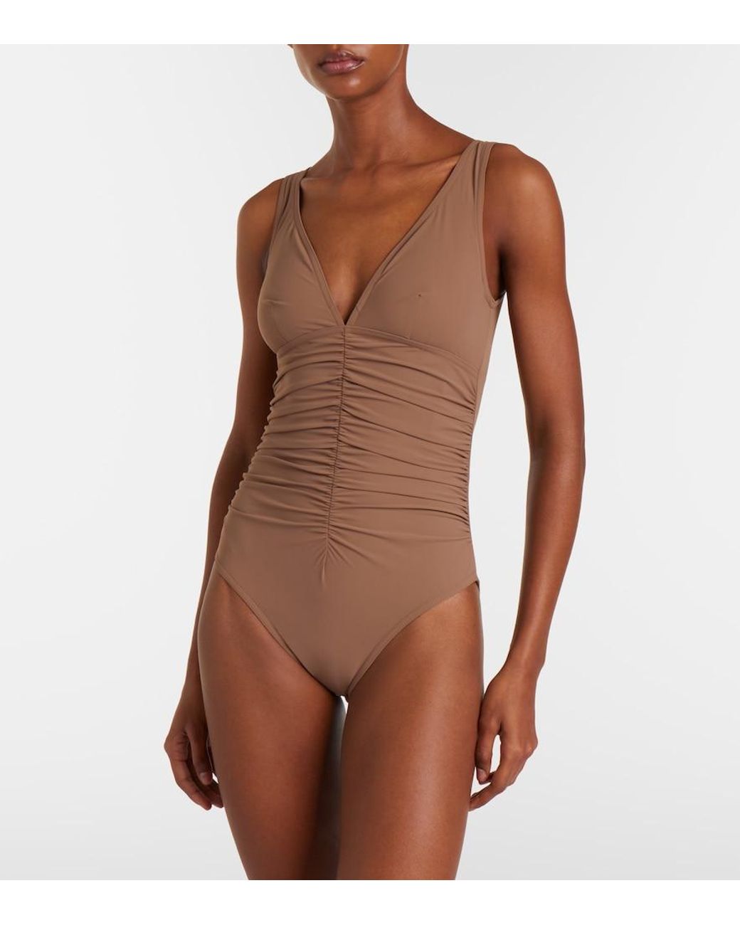 Karla Colletto Brown Smart Ruched Swimsuit