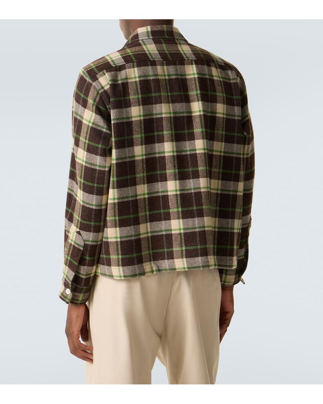 Bode Green Woodcrest Plaid Wool Flannel Overshirt for men