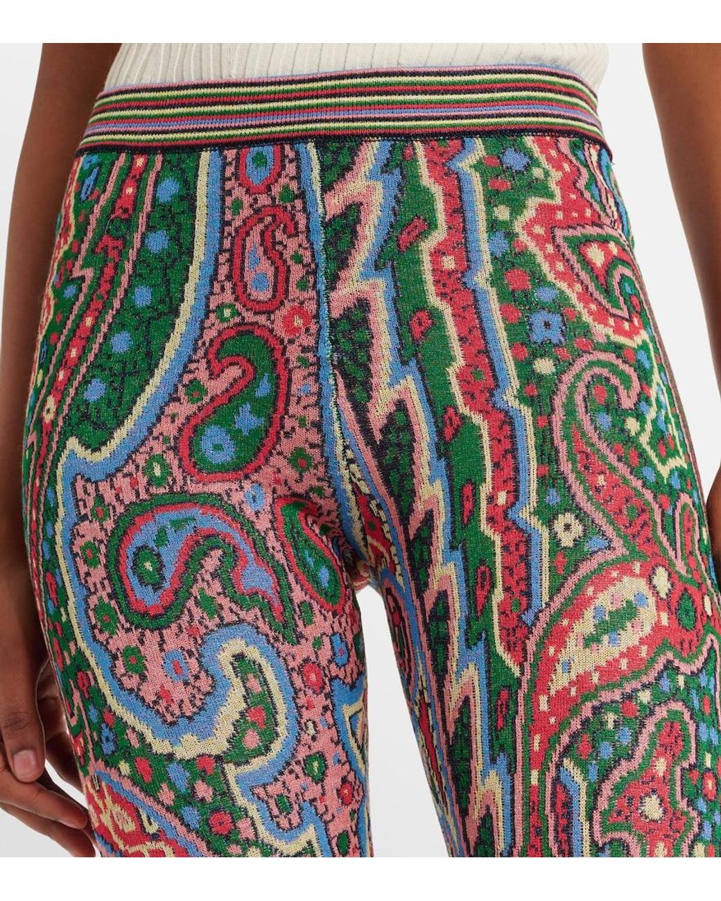 Etro Multicolor Knitted Paisley Jacquard Flared Pants