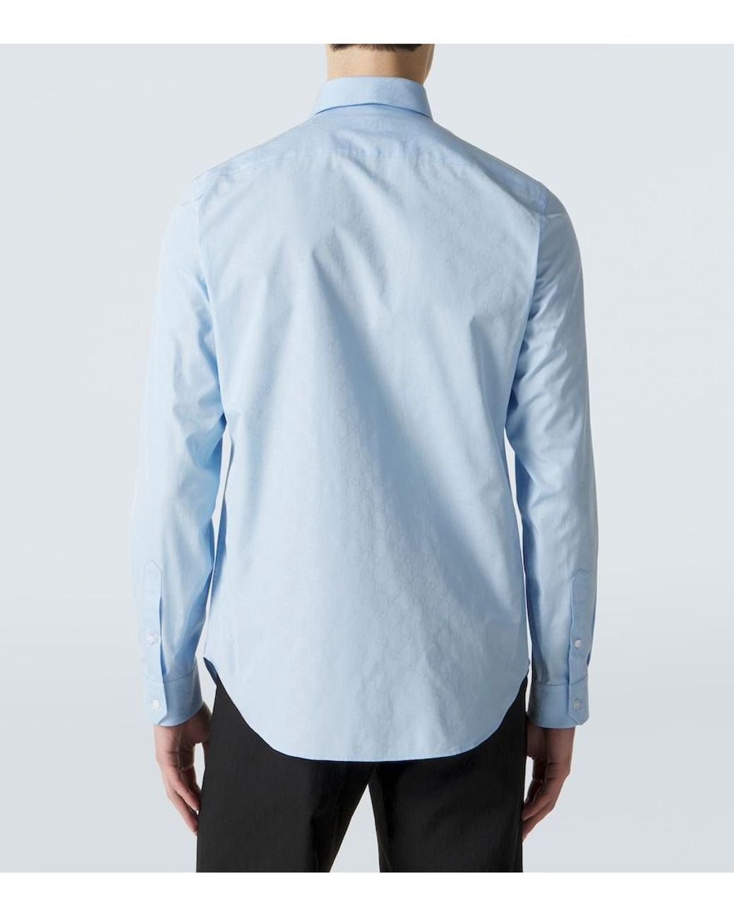 Gucci Blue Gg Cotton Poplin Shirt for men