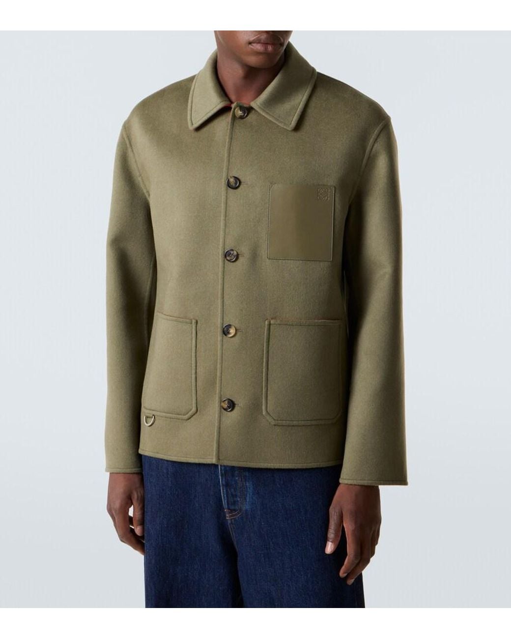 Loewe Green Anagram Wool And Cashmere Jacket for men