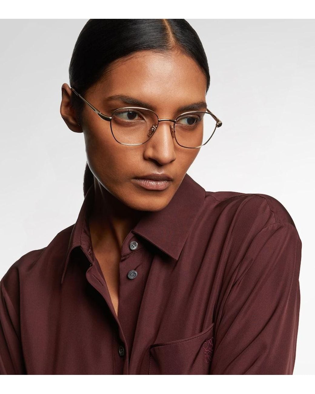 Loewe Metallic Slim Square Metal Glasses