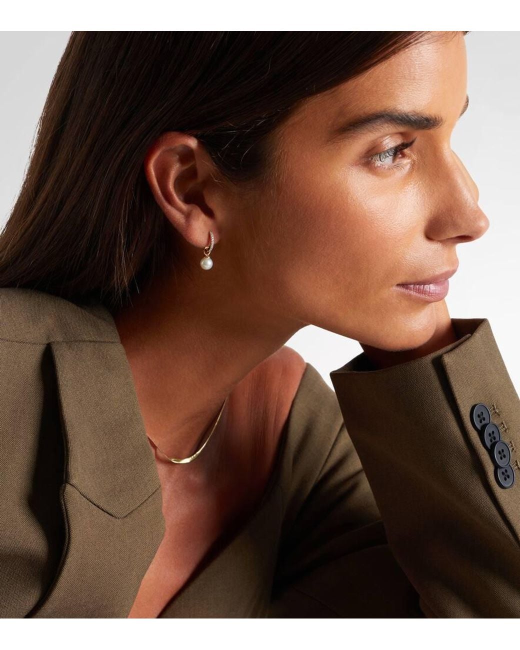 Mateo White 14Kt Earrings With Diamonds And Detachable Pearls