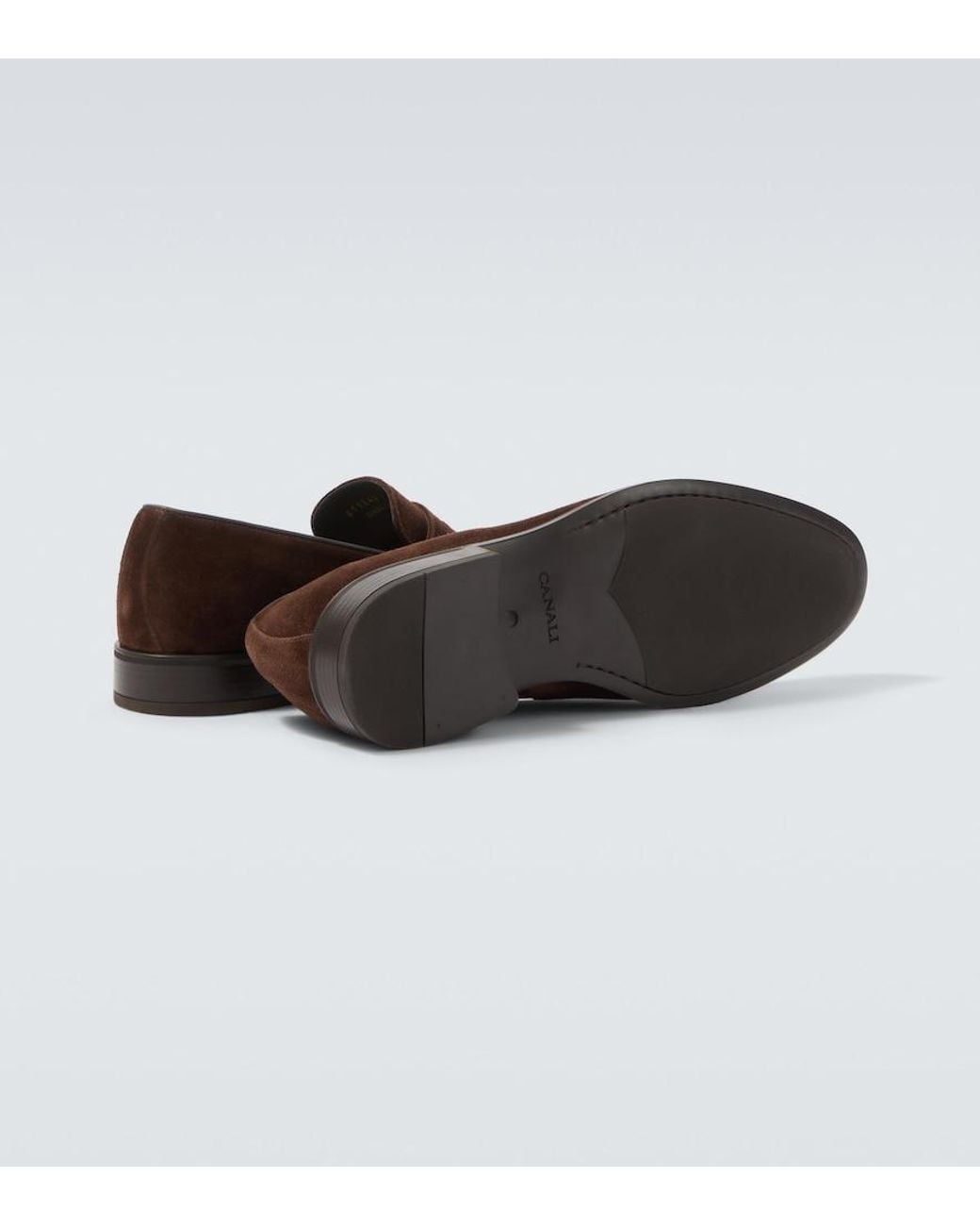 Canali Brown Suede Penny Loafers for men