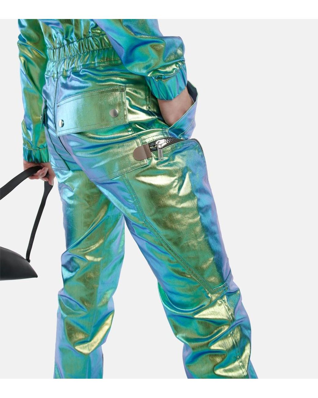 Rick Owens Green Iridescent Slim-Leg Jumpsuit
