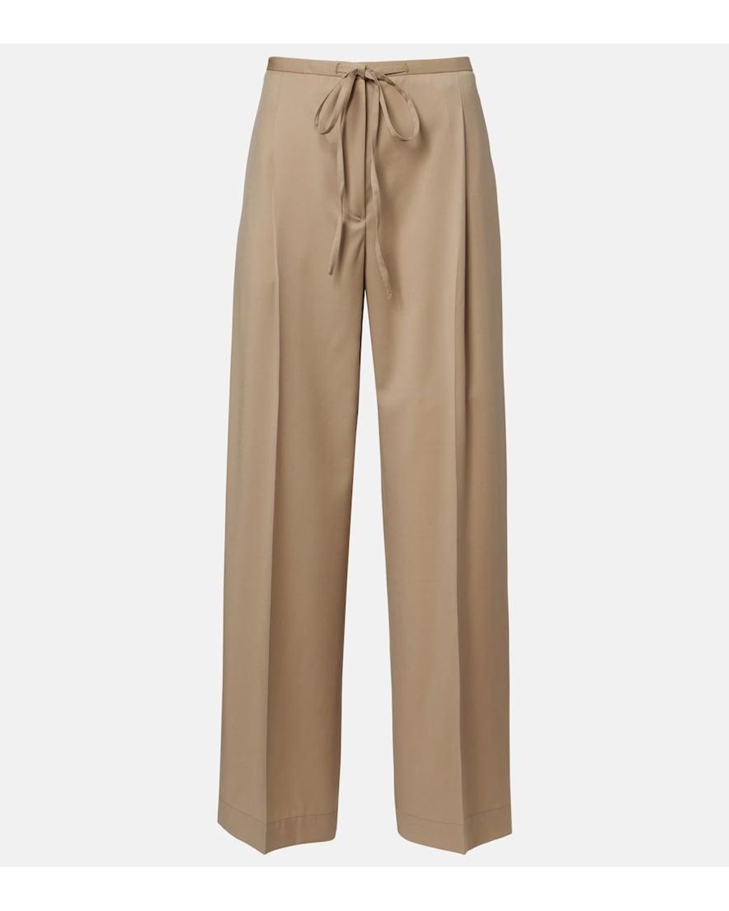 Rohe Natural Pleated Virgin Wool Wide-Leg Pants