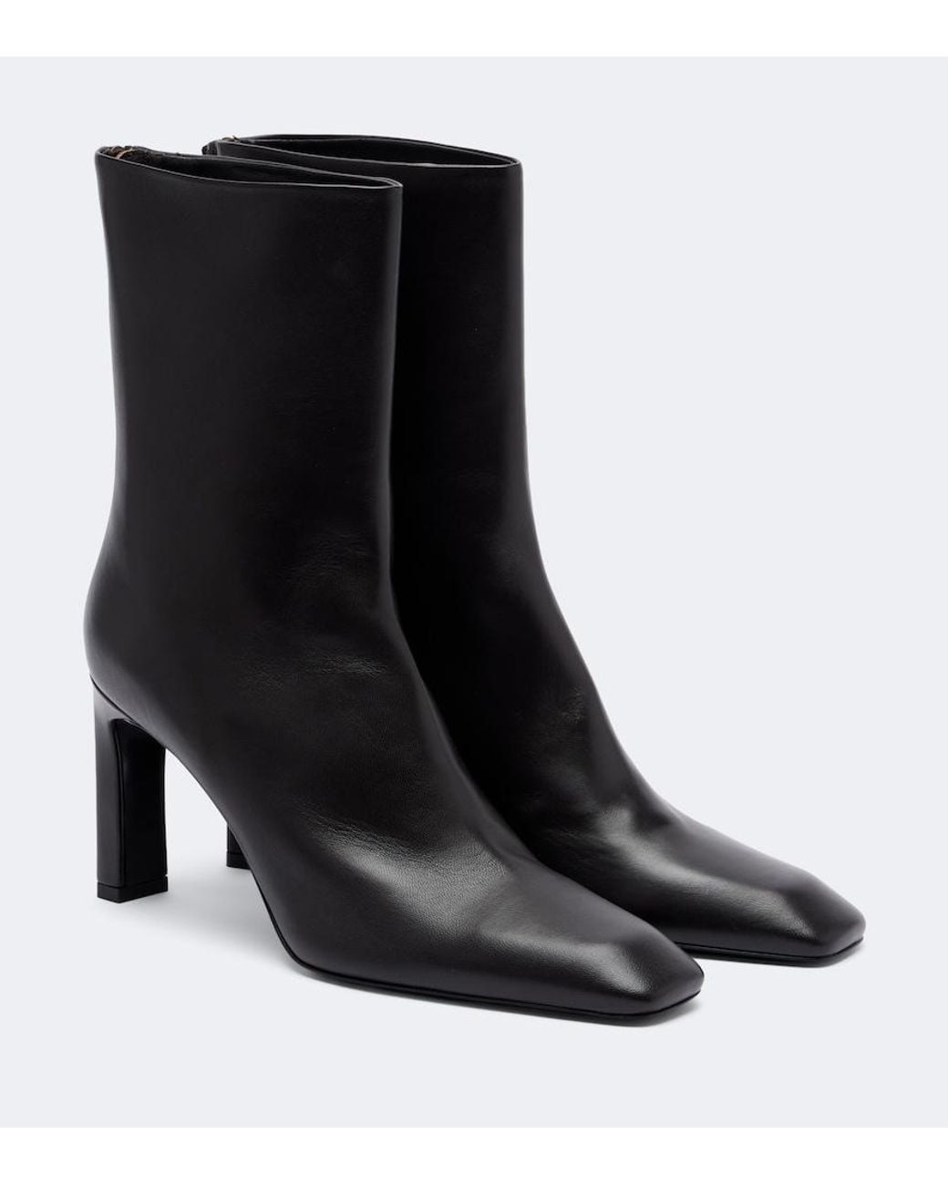 Totême Black Leather Ankle Boots