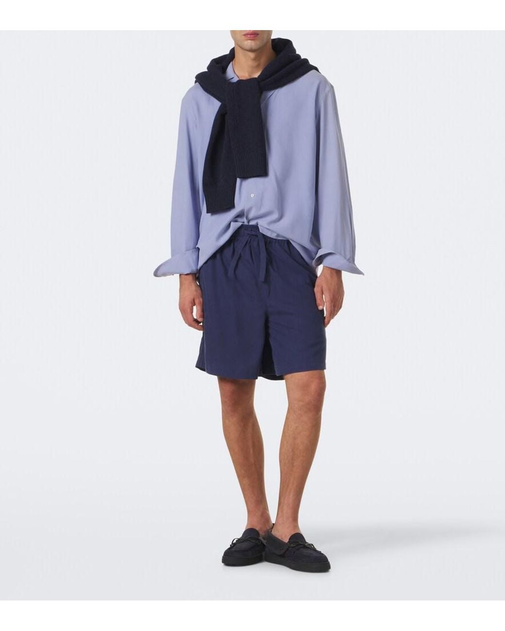 Saman Amel Blue Silk Shorts for men