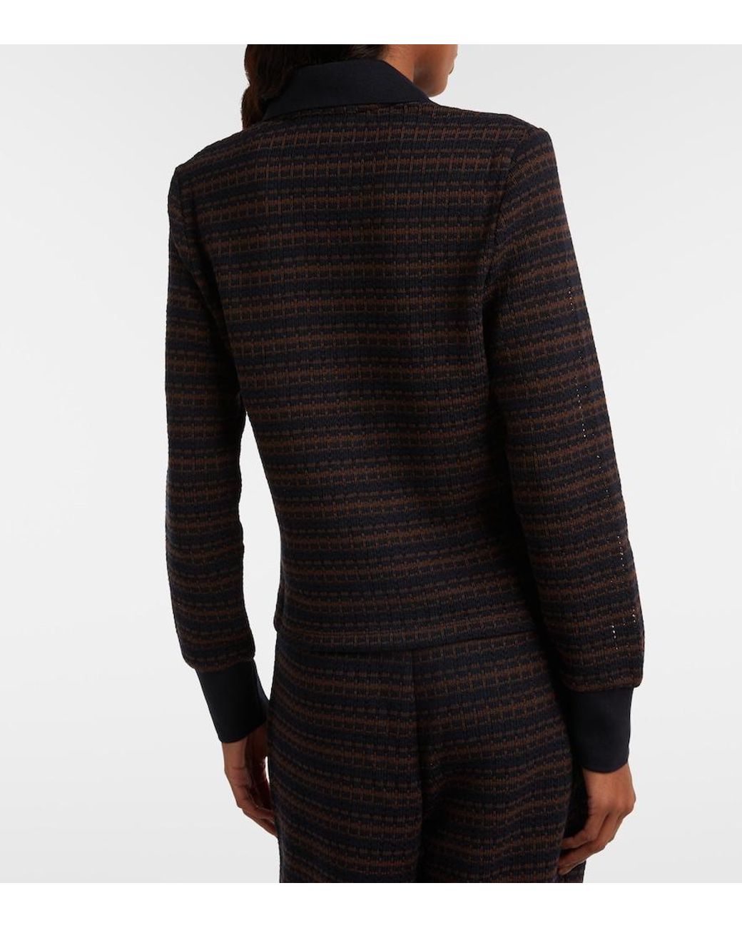 Veronica Beard Blue Kamal Striped Polo Sweater