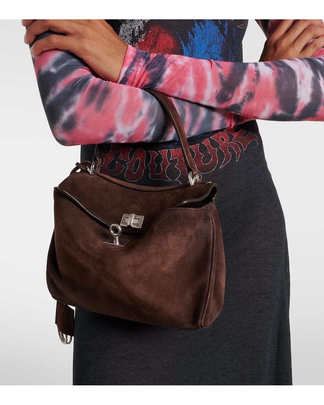 Balenciaga Brown Rodeo Mini Suede Top-Handle Bag