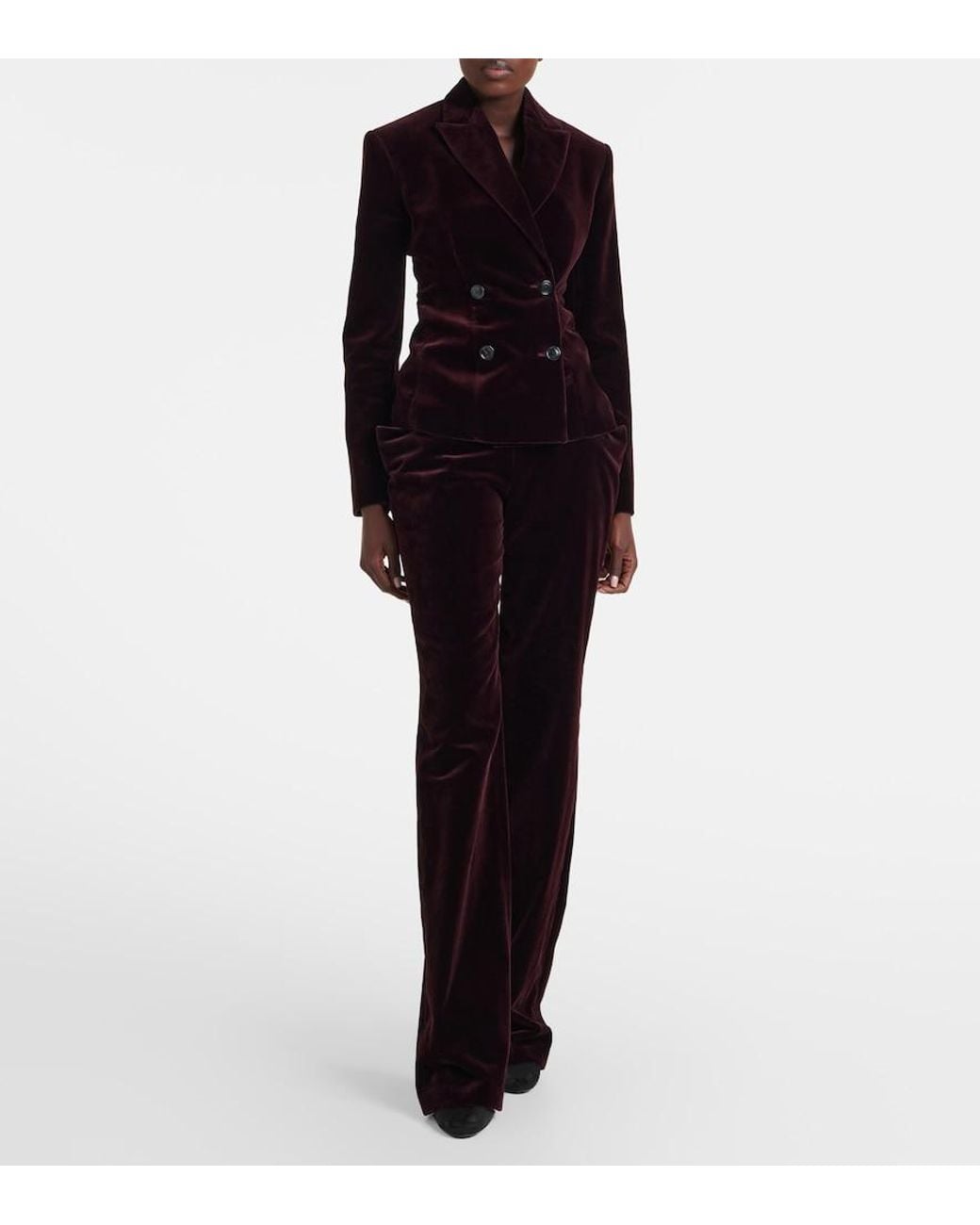Alaïa Blue Double-Breasted Cotton Velvet Jacket