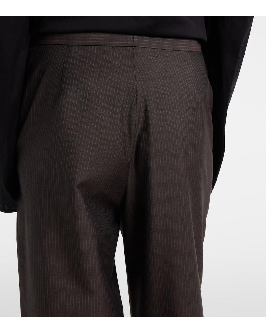 Gucci Black Pinstripe Wool And Mohair Wide-Leg Pants
