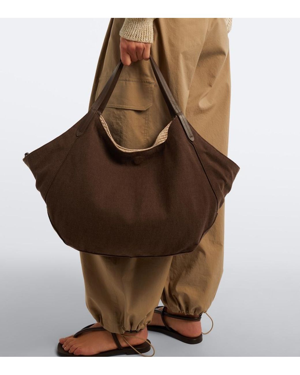 Brunello Cucinelli Natural Reversible Raffia-Effect Shopper