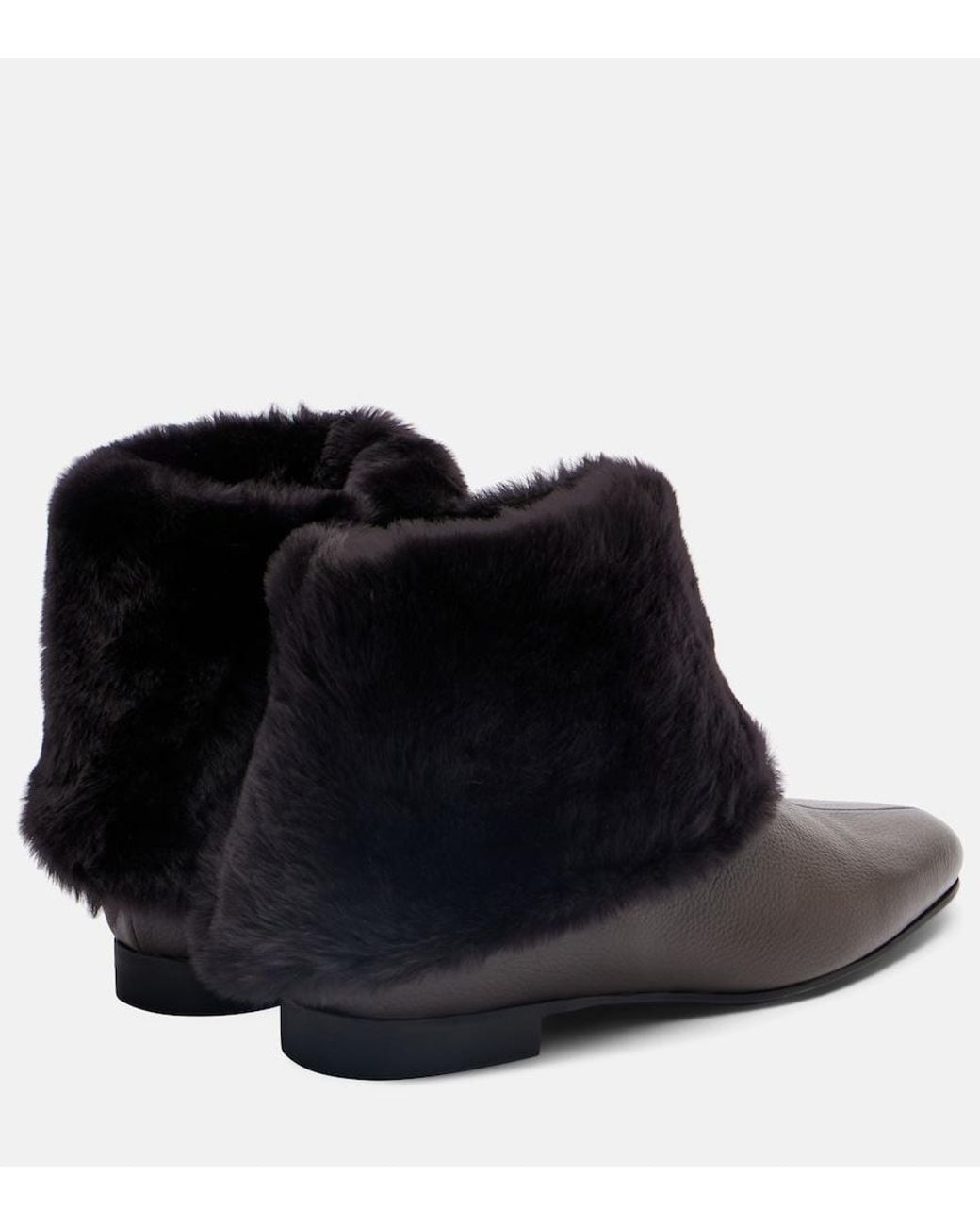 Totême Black Shearling-Lined Leather Ankle Boots
